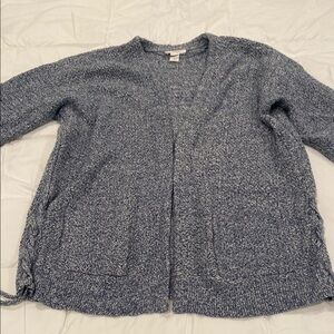 Women's Blue Knit Sweater. lounge oversized open cardigan with 2 front pockets S
